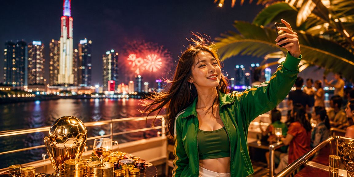 Người dùng TP.HCM kiểm tra thưởng casino trên điện thoại tại chợ đêm